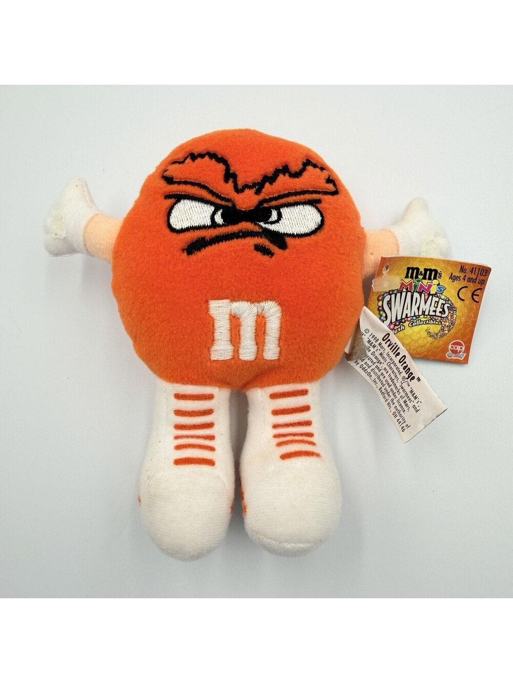 Vintage 1998 M&M's Minis Swarmees Orville Orange Plush Cap Candy Clip On
